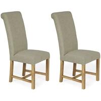 Serene Greenwich Sage Plain Fabric Dining Chair with Oak Legs (Pair)