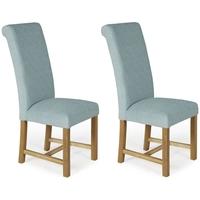 serene greenwich duck egg plain fabric dining chair with oak legs pair