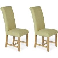 Serene Greenwich Oatmeal Plain Fabric Dining Chair with Oak Legs (Pair)
