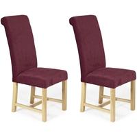 Serene Greenwich Red Plain Fabric Dining Chair with Oak Legs (Pair)