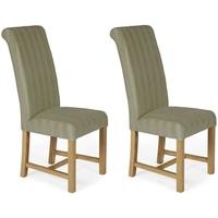 Serene Greenwich Sage Stripe Fabric Dining Chair with Oak Legs (Pair)