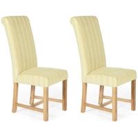 Serene Greenwich Oatmeal Stripe Fabric Dining Chair with Oak Legs (Pair)