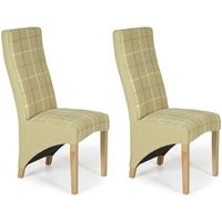 Serene Hammersmith Mustard Tartan Fabric Dining Chair with Oak Legs (Pair)