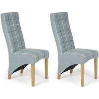 Serene Hammersmith Archer Tartan Fabric Dining Chair with Oak Legs (Pair)