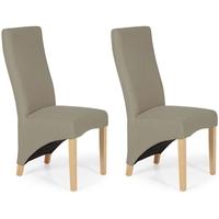 Serene Hammersmith Natural Plain Fabric Dining Chair with Oak Legs (Pair)