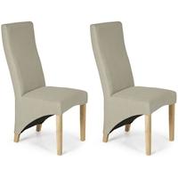 Serene Hammersmith Latte Plain Fabric Dining Chair with Oak Legs (Pair)