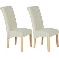 Serene Kingston Cream Stripe Fabric Dining Chair with Oak Legs (Pair)
