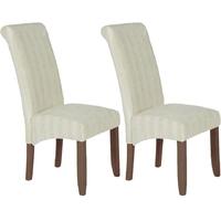 Serene Kingston Cream Stripe Fabric Dining Chair with Walnut Legs (Pair)