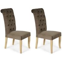 Serene Chiswick Mushroom Fabric Dining Chair (Pair)