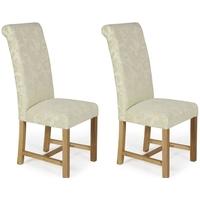 Serene Greenwich Cream Floral Fabric Dining Chair with Oak Legs (Pair)