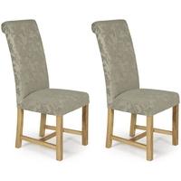 Serene Greenwich Sage Floral Fabric Dining Chair with Oak Legs (Pair)
