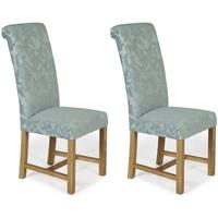 serene greenwich duck egg floral fabric dining chair with oak legs pai ...