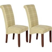 Serene Kingston Mustard Tartan Fabric Dining Chair with Walnut Legs (Pair)