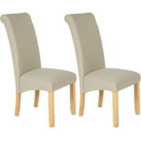 Serene Kingston Latte Plain Fabric Dining Chair with Oak Legs (Pair)