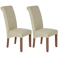 Serene Kingston Latte Plain Fabric Dining Chair with Walnut Legs (Pair)