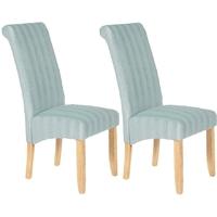 Serene Kingston Duck Egg Stripe Fabric Dining Chair with Oak Legs (Pair)