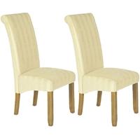 Serene Kingston Oatmeal Stripe Fabric Dining Chair with Oak Legs (Pair)
