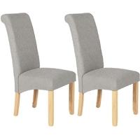 Serene Kingston Silver Plain Fabric Dining Chair with Oak Legs (Pair)