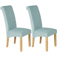 serene kingston duck egg plain fabric dining chair with oak legs pair