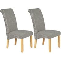 serene kingston silver floral fabric dining chair with oak legs pair