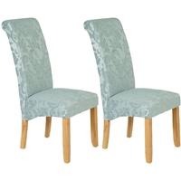 serene kingston duck egg floral fabric dining chair with oak legs pair