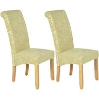 serene kingston oatmeal floral fabric dining chair with oak legs pair