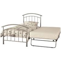 serene mercury pearl silver metal guest bed