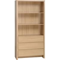 Seconique Kingston Euro Oak Effect Veneer 3 Drawer Large Bookcase