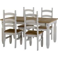 Seconique Corona Grey and Distressed Waxed Pine 5ft Dining Set