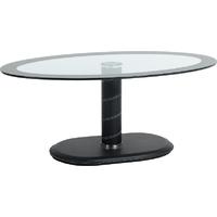 Seconique Cameo Oval Coffee Table in Clear Glass Black Border Black Black PVC
