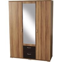 seconique hollywood 3 door 2 drawer mirrored wardrobe in walnut veneer ...