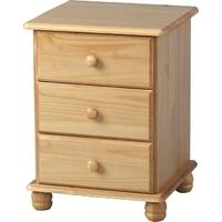 Seconique Sol 3 Drawer Bedside Chest in Antique Pine