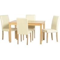 seconique wexford 47in dining set in oak veneer with walnut inlay and  ...