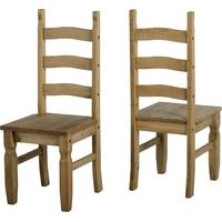 seconique corona mexican waxed pine dining chair with wooden pad pair