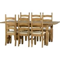 seconique corona mexican waxed pine dining set 6 8 seater extending ta ...