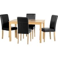 seconique wexford 47in dining set in oak veneer with walnut inlay and  ...