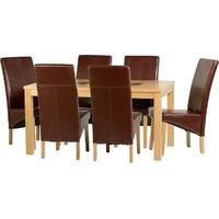 seconique wexford 59in dining set g1 oak veneer with walnut inlay and  ...