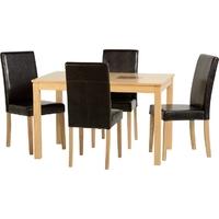 seconique wexford 47in dining set in oak veneer with walnut inlay and  ...