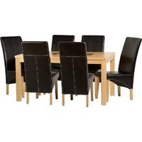 seconique wexford 59in dining set g1 oak veneer with walnut inlay and  ...