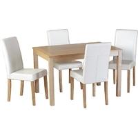 Seconique Oakmere Dining Set in Natural Oak Veneer with Cream Faux Leather Chairs