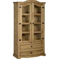 seconique corona mexican waxed pine glass display unit 2 door 2 drawer