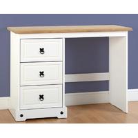 seconique corona white distressed waxed pine dressing table 3 drawer