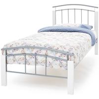 Serene Tetras White and Silver Metal Bed - 3ft Single