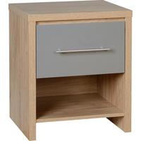 seconique seville light oak veneer and grey high gloss 1 drawer bedsid ...