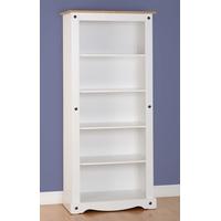 seconique corona white and distressed waxed pine tall bookcase