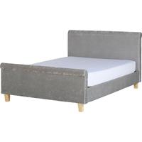 seconique shelby 4ft 6in double sleigh grey crushed velvet high foot e ...