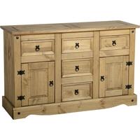 seconique corona mexican waxed pine sideboard 2 door 5 drawer