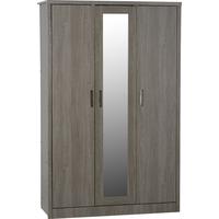 Seconique Lisbon Black Wood Grain 3 Door Wardrobe