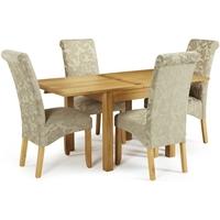 serene lambeth oak dining set extending with 4 kingston sage floral ch ...