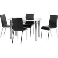 Seconique Harlequin 4ft Dining Set in Clear Glass with Black Border and Chrome Legs